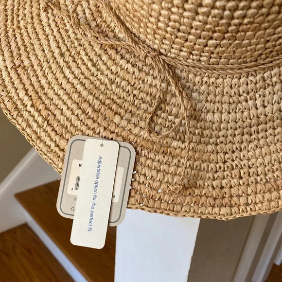 NWT Anthropologie Raffia Tan  Raffia Boater Hat - Picture 5 of 7
